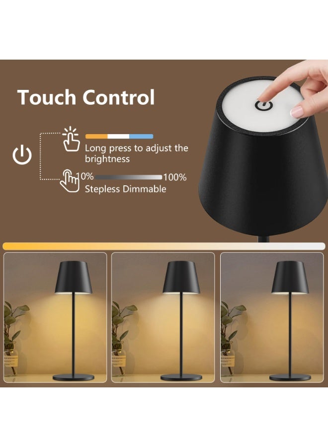 2 PCS Bedside Lamp with USB Port & Touch Control, 3-Way Dimmable Table Lamp for Bedroom, Nightstand, Living Room, Dorm, Office(Black) - Image 3